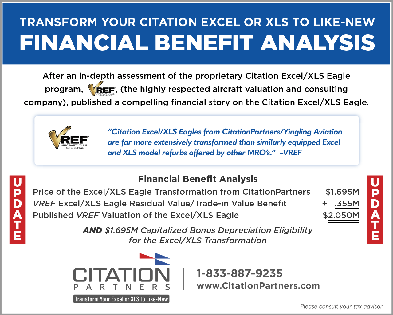 Citation Excel Eagle financial benefit analysis October 2025 update